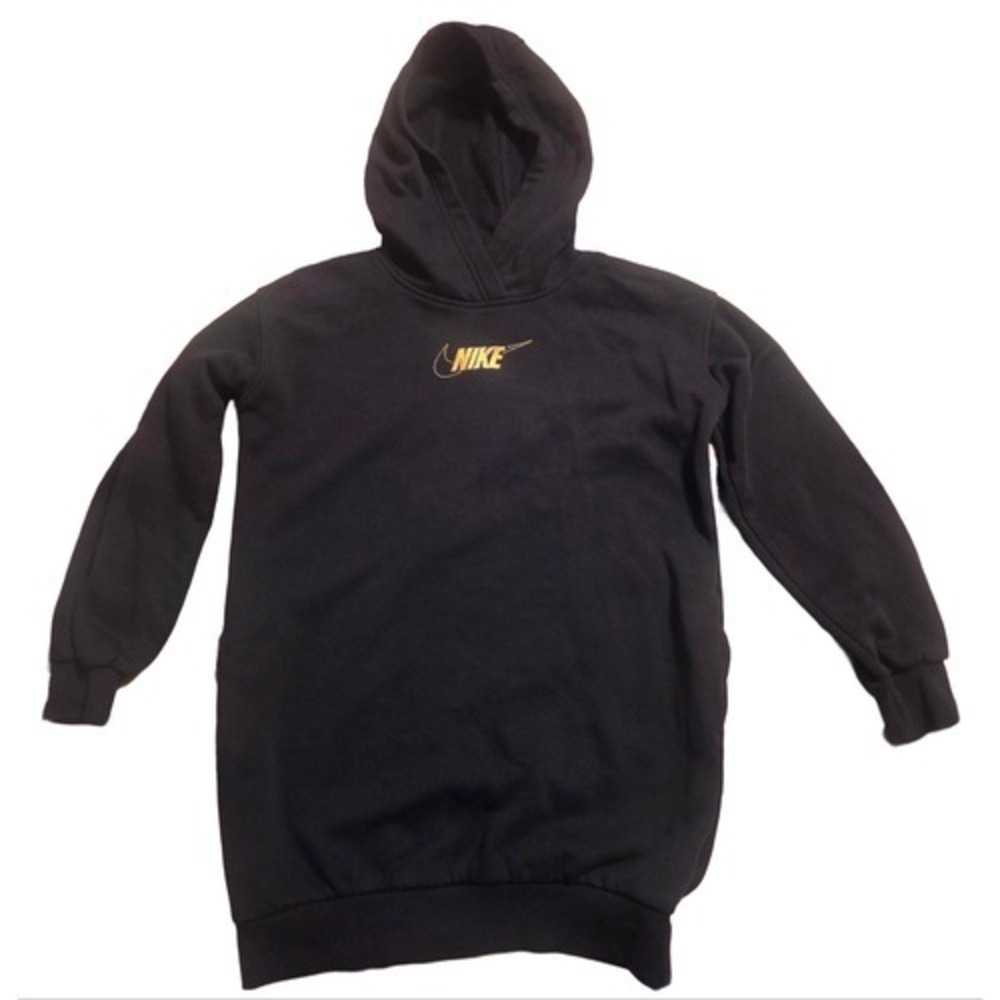 Nike Sportswear Club Dress Girls Black Long Sleeve Fleece Hoodie Size Small
